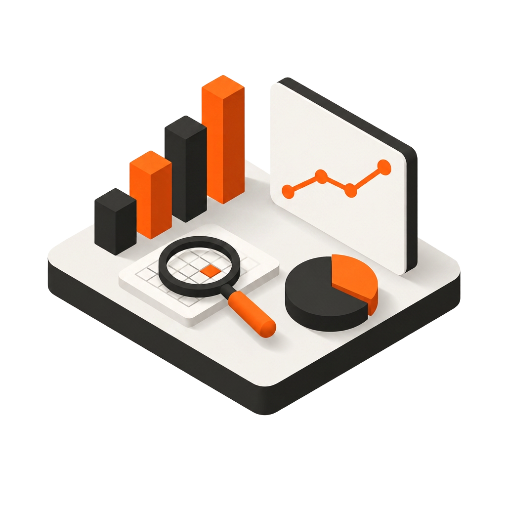 Isometric illustration of an analytics dashboard